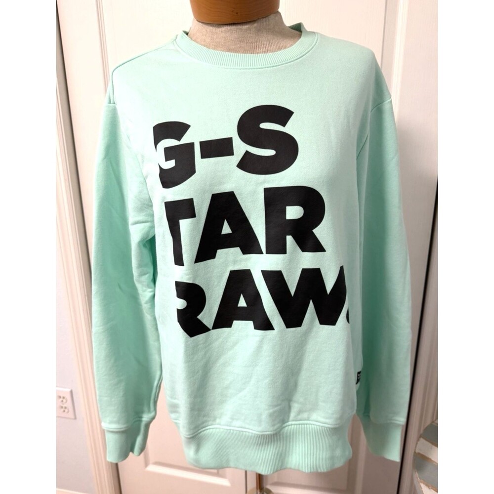 G-Star Raw Mens Size M Sweatshirt BOLD GRAPHIC Crewneck Mint Green